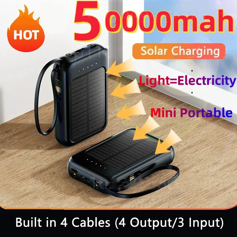 Usb Charger Dynamo - 50000mAh 태양광 보조배터리 내장 케이블 태양광