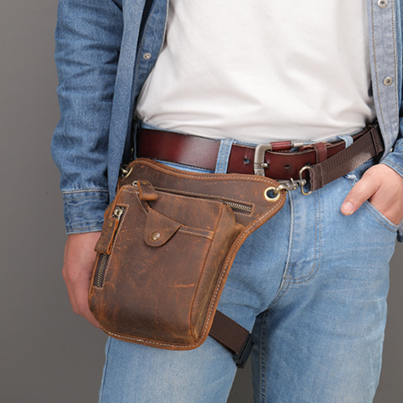 Cycling Commuter Bag - 빈티지 PU 가죽 허리 팩 드롭